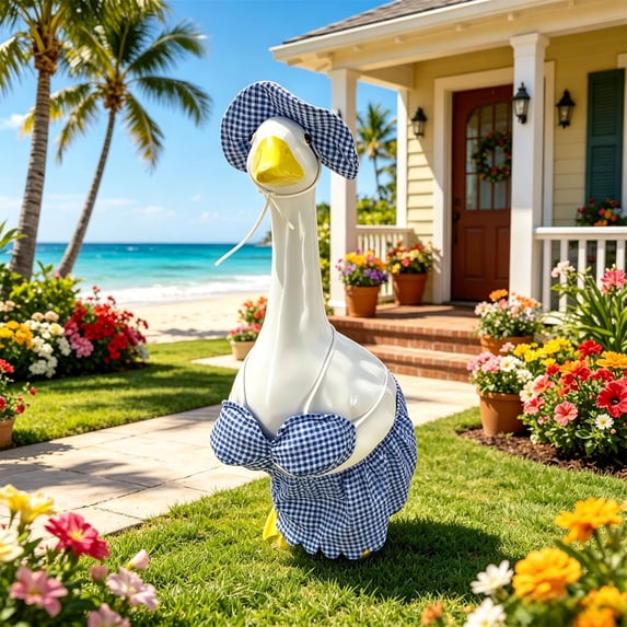 Summer Porch Bird Outfit, Hawaiian Style Decoration Set, Outdoor Yard Statue Clothing, Patio Pool Ornament, Seasonal Garden Accessory