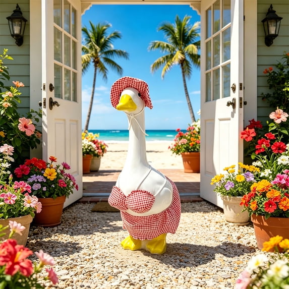 Summer Porch Bird Outfit, Hawaiian Style Decoration Set, Outdoor Yard Statue Clothing, Patio Pool Ornament, Seasonal Garden Accessory