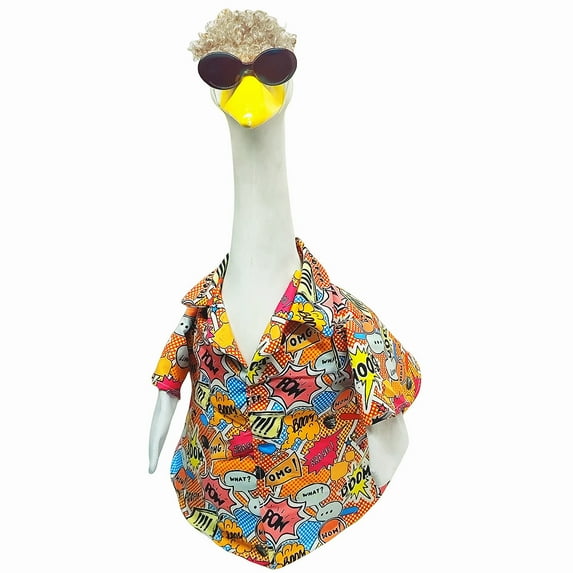 Summer Porch Goose Outfit, Hawaiian Style Shirts for 23 Inch Cement or Plastic Goose, Fun Outdoor Garden Yard Decor