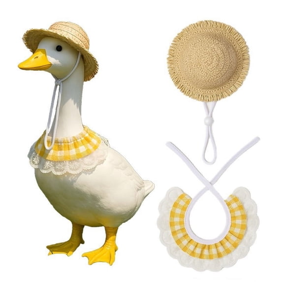 Summer Porch Goose Outfit, Sunflower Themed Costume for Lawn Goose Statue | With hat and bandana, fits 23 inch goose, patio yard garden decor