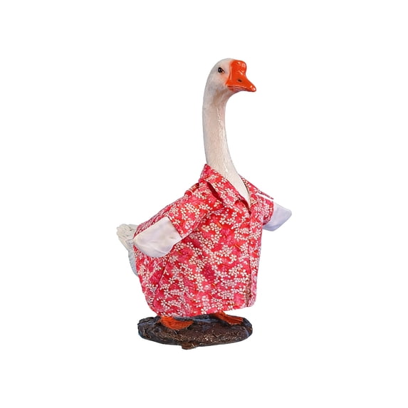 Summer Porch Goose Outfits, Hawaiian Floral Shirt Goose Clothes Costume for Plastic Goose 23'' Patio Yard Garden Decor, Porch Goose Decorations, Red shirt