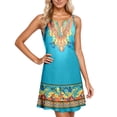 thumbnail image 1 of Summer Print Casual Dress for Women Sleeveless Button Down Collar Loose Fit Mini Flowy Comfortable Day Dress V Neck Sky Blue XL, 1 of 6