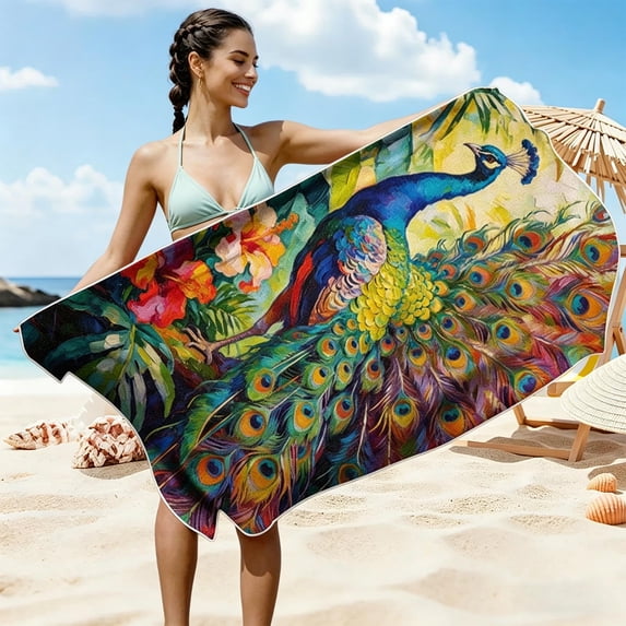 Summer Printed Beach Towel, Super Absorbent Sand Free Beach Blanket, Quick Dry Microfiber Towels for Beach Pool Travel Swimming, 60" x 30"