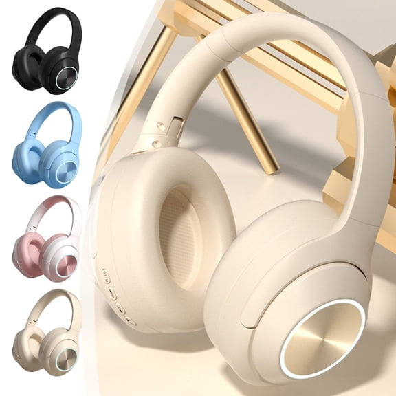 Summer Promo, Vsgery Head Mounted, Double Mode Headphones, Soft Headband, Low Latency, High Battery, 5.3 Sports, Gaming, Bluetooth Earphones|Plastic,Beige