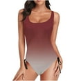 thumbnail image 1 of Summer Promotion UTSJKR Women's Tummy Control Swimsuits Ombre Color Racer Back One Piece Bathing Suit Tummy Control High Cut Modest Swimswear Red S, 1 of 6