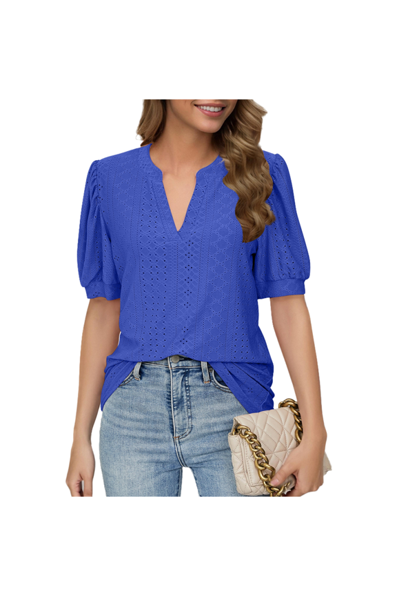 Summer Puff Short Sleeve Shirts Fancy Blue XXL