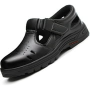 Summer Pure Cowhide Steel Toe Sneakers for Men, Puncture Proof Work Shoes, for Construction, Auto-Manufacturing, Machine, Roofing