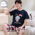 thumbnail image 1 of Summer Pyjamas Cotton Cartoon Women‘s Pajama Sets Couple Stripe Sleepwear Mujer Pyjamas Nightwear Mens Pajamas 3XL Home Clothing, 1 of 7