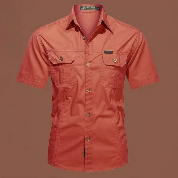 Summer Quick Dry Short Sleeve Mens Army Fan Tactical Shirts Male Solid Thin Lapel Cargo Shirt Tops Outdoor Hiking Military Shirt