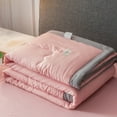thumbnail image 1 of Summer Quilt Cooling Blanket | Machine Washable Lightweight Comforter | Single | Aloe Fiber | Breathable, Sweat-Wicking | Green, Pink | 43.31x59.06in | Fast Drying | Bed Sofa Travel, 1 of 6