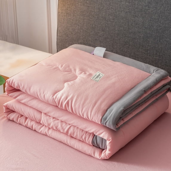Summer Quilt Cooling Blanket | Machine Washable Lightweight Comforter | Single | Aloe Fiber | Breathable, Sweat-Wicking | Green, Pink | 43.31x59.06in | Fast Drying | Bed Sofa Travel