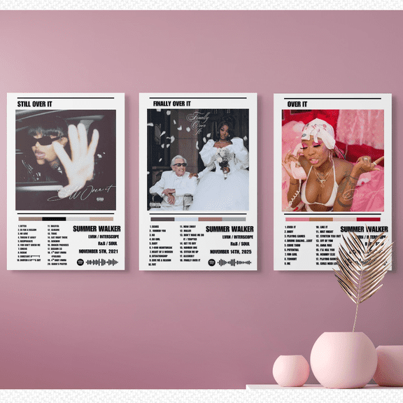 Summer RNB Music Album Poster Set Set 3 , Stretched Canvas