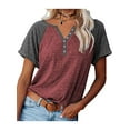 thumbnail image 1 of Summer Raglan Short Sleeve Tops for Women Leisure Loose Pullover T-shirt Fashion Henley Tee Ladies Beach T Shirts, 1 of 3
