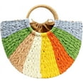 thumbnail image 1 of Summer Rattan Bag for Women Hand-woven Beach Top-handle Handbag Straw Rattan Tote Bags, 1 of 6