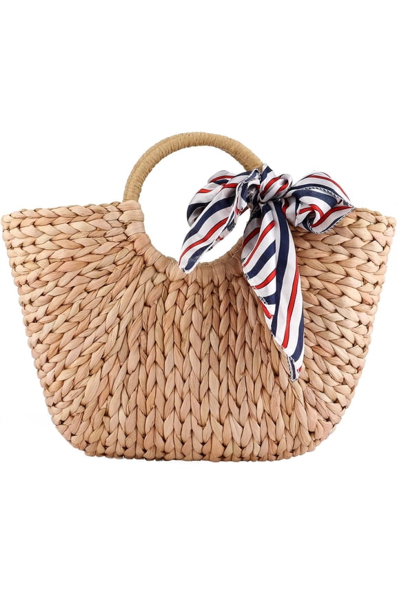 Summer Rattan Bag for Women Straw Hand-woven Top-handle Handbag Beach Sea Straw Rattan Tote Clutch Bags