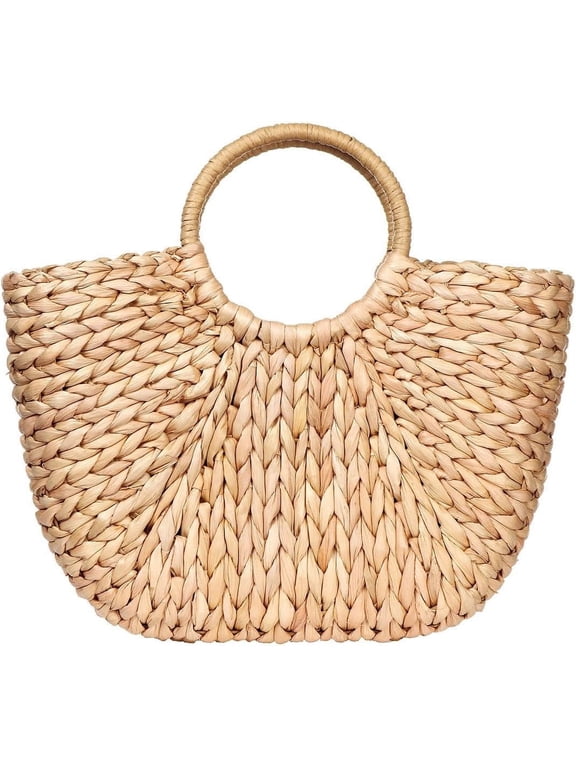 Summer Rattan Bag for Women Straw Hand-woven Top-handle Handbag Beach Sea Straw Rattan Tote Clutch Bags