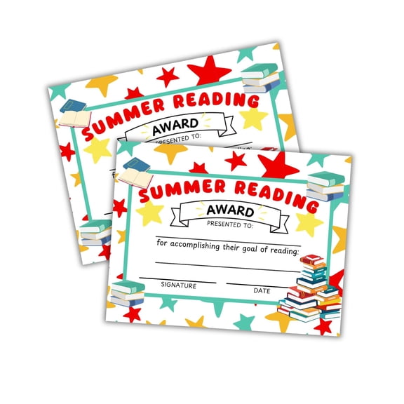 Summer Reading Award Certificate of Achievement 50pk 8.5x11 AR Points Library Book List Elementary Librarian Goal Excellence