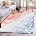 thumbnail image 1 of Summer Red Beach Washable Area Rugs 3'x5', Modern Abstract Gradient Red Blue Waves Stripe Low Pile Throw Living Room Rug Non-Slip Sturdy Edge Binding Carpet for Indoor Entryway Bedside Kitchen, 1 of 9