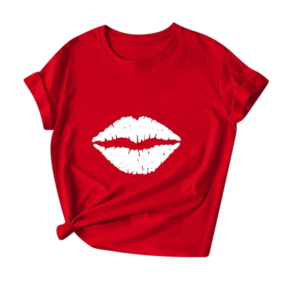 Summer Red Tops for Women Valentines Day Heart Graphic Tees Short Sleeve Casual Girlfriend Gift Tshirts(Red S)