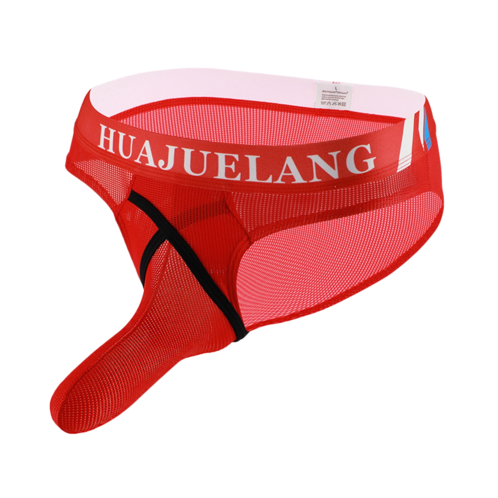 Summer Red Underwear Men Briefs Low Waist Sexy Solid Color Mesh Breathable  Butt Underpants