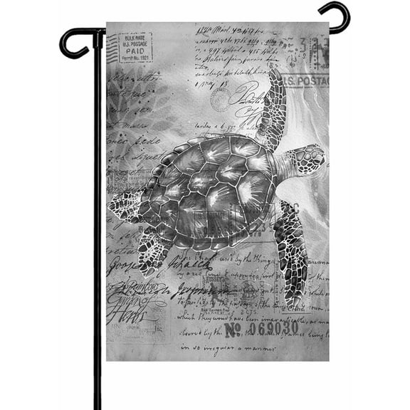 Summer Retro Ocean Grey Turtle Garden Flags 12x18 Inch Double Sided Welcome Yard Flags for Outdoor Decor Sea Animal Yard Outside Seasonal Decoration