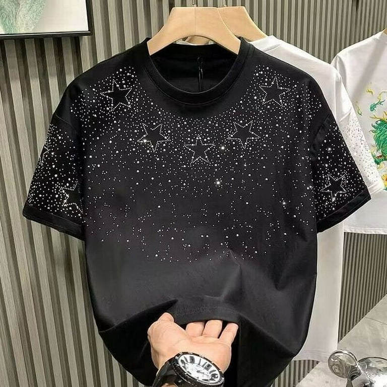 Casual Street Solid Sequins O Neck T-Shirts Casual Street Solid Sequins O Neck T-Shirts