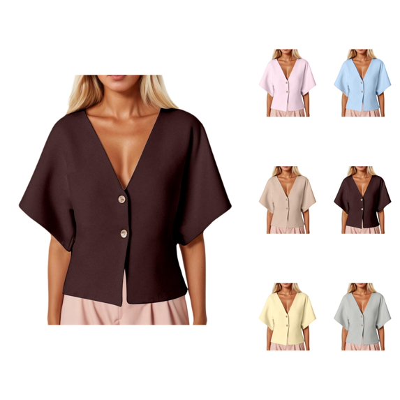 Summer Ribbed V Neck Short Sleeve Knit Jacket For Women Stylish And Comfortable Cardigan Sweaters for Women