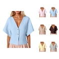 thumbnail image 1 of Summer Ribbed V Neck Short Sleeve Knit Jacket For Women Stylish And Comfortable Cardigan Sweaters for Women, 1 of 2