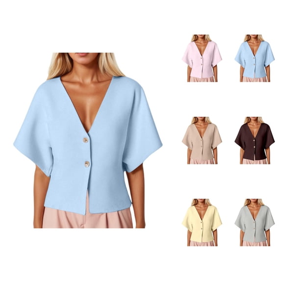 Summer Ribbed V Neck Short Sleeve Knit Jacket For Women Stylish And Comfortable Cardigan Sweaters for Women