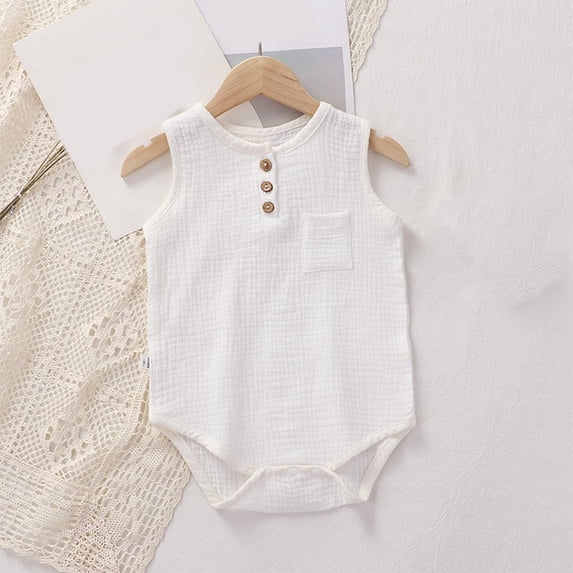 Summer Romper Children's Solid Color Round Neck Sleeveless Jumpsuit Baby Summer Breathable Bag Fart Jacket Baby Girl Clothes