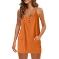 thumbnail image 1 of Summer Romper Dresses for Women with Pockets,Sleeveless Crewneck Mini Dress V-Neck Pullover Sleep Shirts, 1 of 5