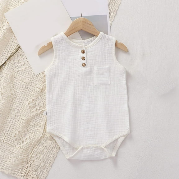 Summer Rompers Children's Solid Color Round Neck Sleeveless Jumpsuit Baby Summer Breathable Bag Fart Jacket 6 Month Baby Girl Outfit