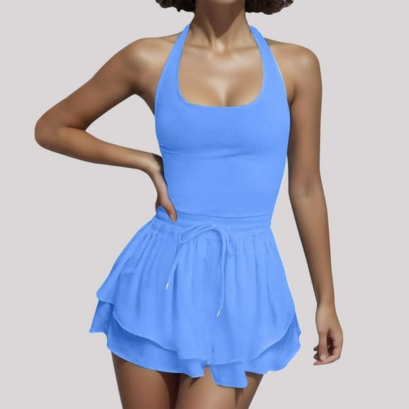 Summer Rompers For Women 2024 Tennis Skirt Dress Athletic Skort Romper Dress With Shorts Underneath Trendy Drawstring Romper New Years Eve Outfit Athletic Jumpsuit Winery Outfit for Women Jumpsuits