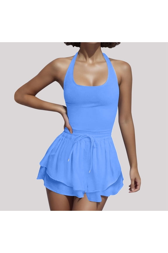 Summer Rompers For Women 2024 Tennis Skirt Dress Athletic Skort Romper Dress With Shorts Underneath Trendy Drawstring Romper New Years Eve Outfit Athletic Jumpsuit Winery Outfit for Women Jumpsuits