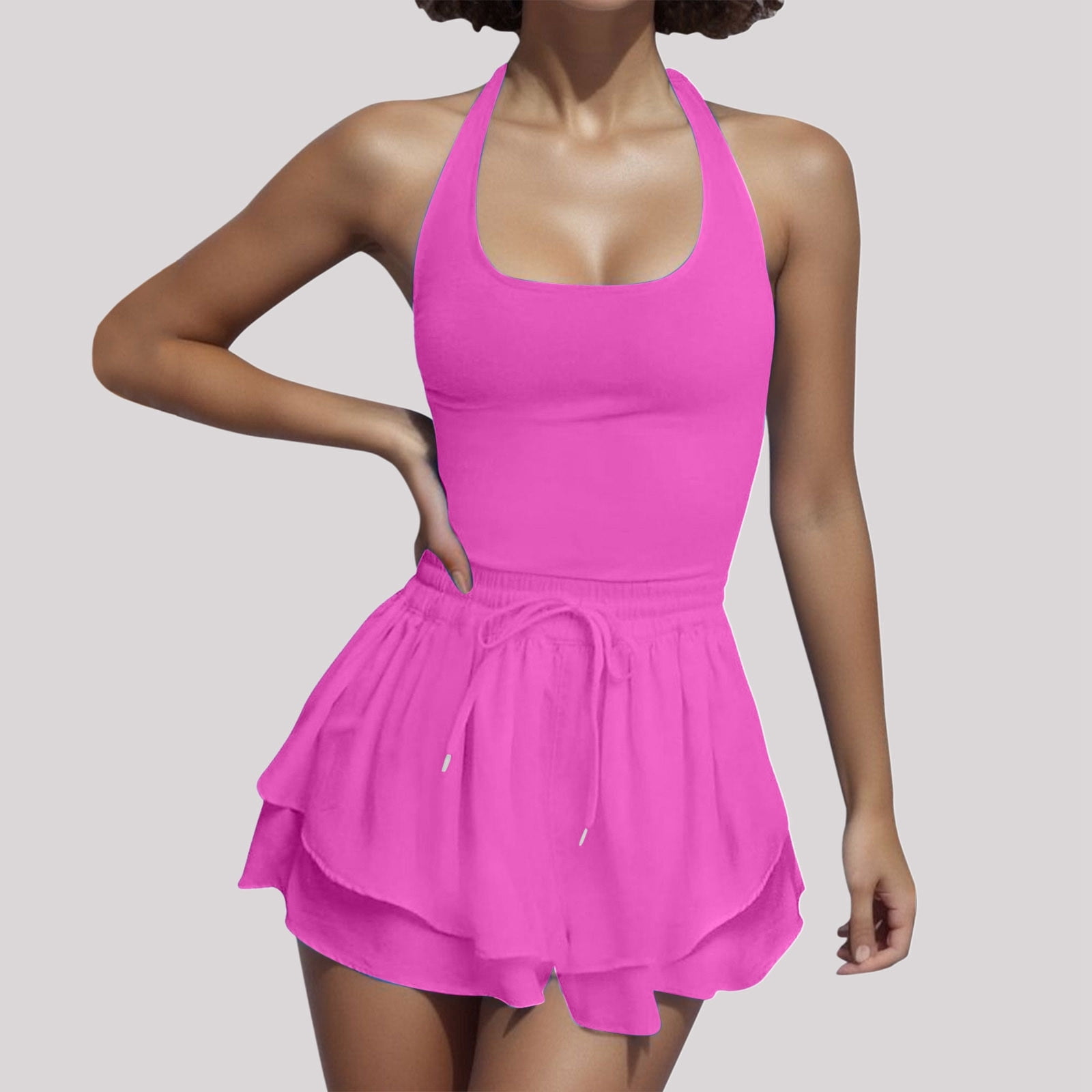 Summer Rompers For Women 2024 Tennis Skirt Dress Athletic Skort Romper Dress With Shorts Underneath Trendy Dressy Bodysuits Turtle Neck Long Sleeves Glittery Suit Women New Years Eve Outfit Velour