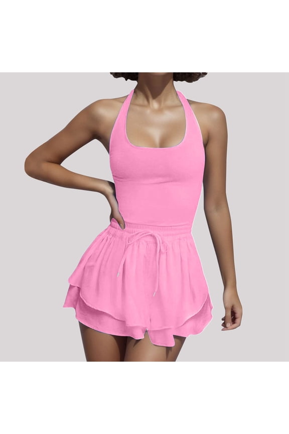 Summer Rompers For Women 2024 Tennis Skirt Dress Athletic Skort Romper Dress With Shorts Underneath Trendy off The Shoulder Rompers for Women New Years Outfits for Women Maternity Overalls Soft