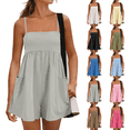 thumbnail image 1 of Summer Rompers Womens Beach Vacation Clothes Adjustable Strap Spaghetti Strap Short Jumpsuits Square Neck Dress with Pockets Gray S, 1 of 7