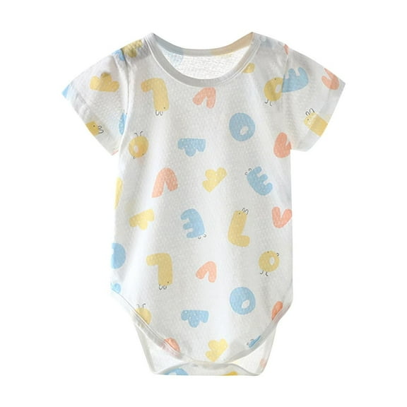Summer Rompers for Baby Bodysuit 2025 Short Sleeve Newborn Onesies 3-6 Months Unisex Cotton Casual Jumpsuit Lightweight, White, 4 Months