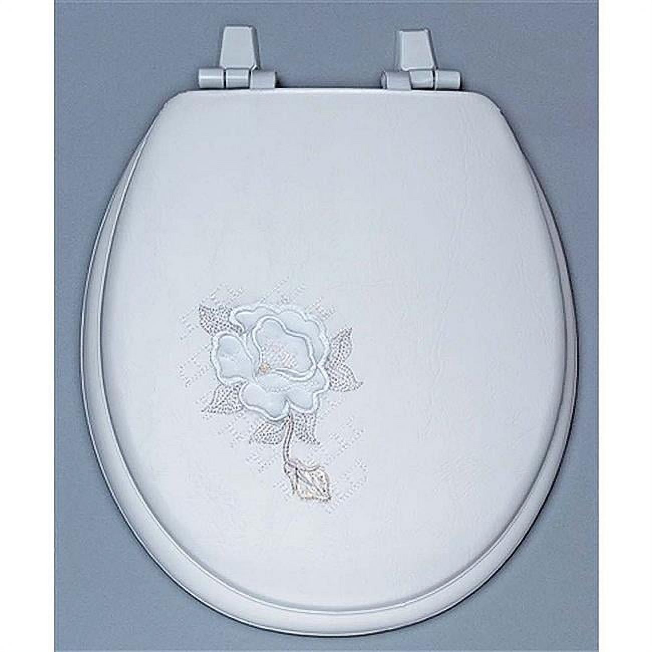 Summer Rose Embroidered Soft Vinyl Toilet Seat