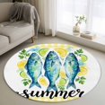 thumbnail image 1 of Summer Round Area Rugs 3 ft, Watercolor Green Fish Lemon Mint Buffalo Plaid Yellow Washable Small Area Rug with Non-Slip Sturdy Edge Binding Round Front Door Mat Floor Carpet for Entryway, 1 of 9