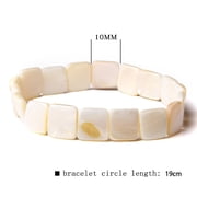 Summer Round Flat Bead Shell Bracelet White Spacer Slice Shell Stretch Bangle Bohemian Beach Party Jewelry Gift For Women Men