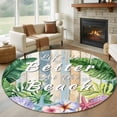 thumbnail image 1 of Summer Round Living Room Rugs 5 ft, Life Is Better At The Beach Plant Shells Wood Grain Washable Area Rug with Non-Slip Sturdy Edge Binding Round Carpet for Entryway Kitchen Bedroom Bathroom, 1 of 9