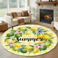 thumbnail image 1 of Summer Round Living Room Rugs 5 ft, Yellow Green Lemon Leaf Flowers Garland Buffalo Plaid Washable Area Rug with Non-Slip Sturdy Edge Binding Round Carpet for Entryway Kitchen Bedroom Bathroom, 1 of 9