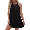 thumbnail image 1 of Summer Round Neck Halter Neck Sleeveless Solid Color Vest Dress For Women, 1 of 6