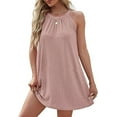 thumbnail image 1 of Summer Round Neck Halter Neck Sleeveless Solid Color Vest Dress For Women, 1 of 6