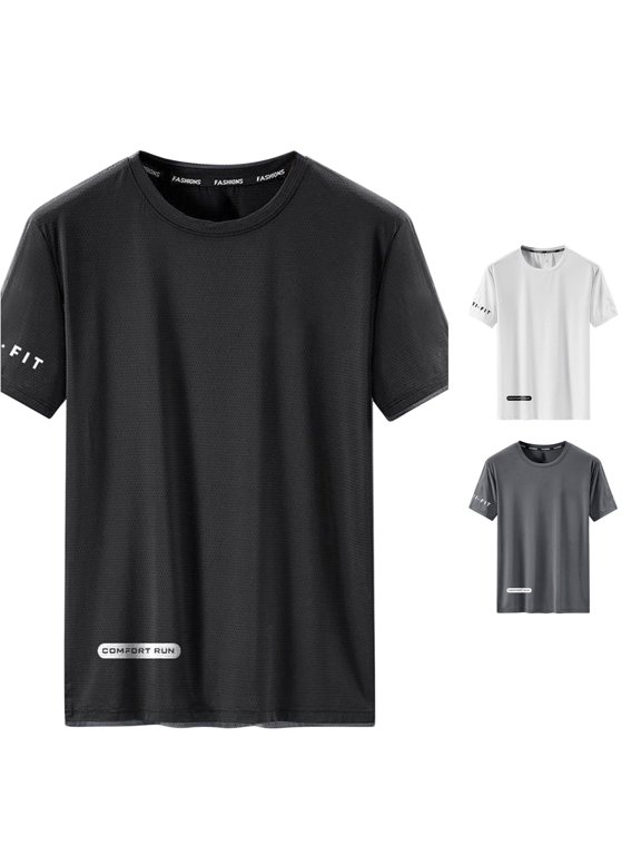Summer Round Neck Loose Fit Ice Silk Short Sleeve Stretch Breathable Cool And Breathable T Shirt Mens T Shirt Packs