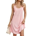 thumbnail image 1 of Summer Round Neck Sleeveless Solid Color Casual Suspender Dress For Women, 1 of 8