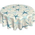 thumbnail image 1 of Summer Round Tablecloth 60 Inch Coastal Starfish Nautical Table Clothes Tropical Beach Rustic Waterproof Reusable Circle Table Cover for Picnic Party Dining Room Home Indoor Outdoor Decor, 1 of 6