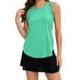 thumbnail image 1 of Summer Ruffle Racerback Tank Tops Sleeveless Workout Top for Women Athletic Shirts Casual Loose Crewneck Running Tee （Cyan,S）, 1 of 8