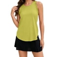 thumbnail image 1 of Summer Ruffle Racerback Tank Tops Sleeveless Workout Top for Women Athletic Shirts Casual Loose Crewneck Running Tee （Yellow,2XL）, 1 of 8